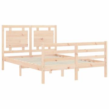 Small Double Solid Wood Bed Frame with Headboard | HipoMarket