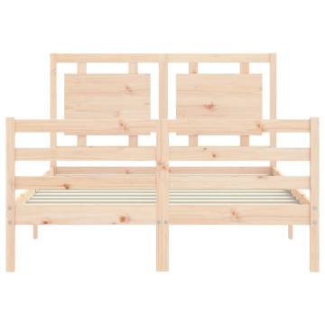 Small Double Solid Wood Bed Frame with Headboard | HipoMarket