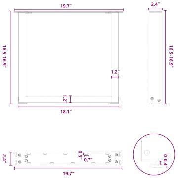 U-Shaped Coffee Table Legs - 2 pcs Natural Steel 50x(42-43) cm