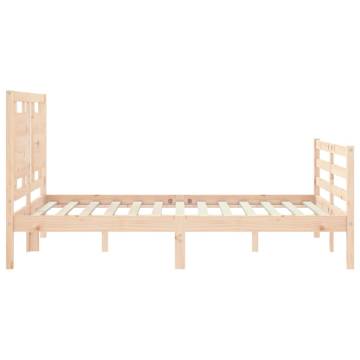 Small Double Solid Wood Bed Frame with Headboard | HipoMarket