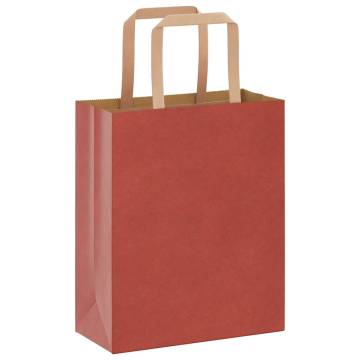 Red Paper Bags with Handles - 50 pcs | 18x8x22 cm