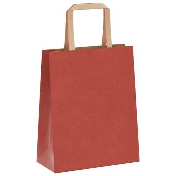 Red Paper Bags with Handles - 50 pcs | 18x8x22 cm