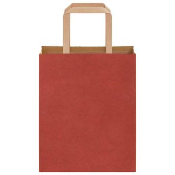 Red Paper Bags with Handles - 50 pcs | 18x8x22 cm