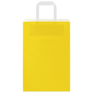 250 Yellow Paper Bags with Handles - 21x11x31 cm | Hipo Market