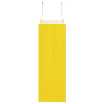 250 Yellow Paper Bags with Handles - 21x11x31 cm | Hipo Market