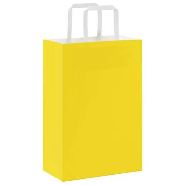 250 Yellow Paper Bags with Handles - 21x11x31 cm | Hipo Market