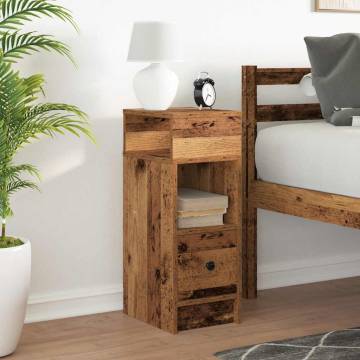 Stylish Bedside Cabinet with Drawer - Old Wood 25x31x66 cm