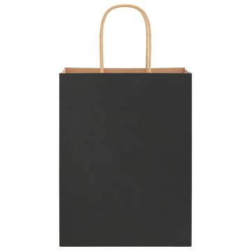 250 Black Paper Bags with Handles - Eco-friendly & Durable