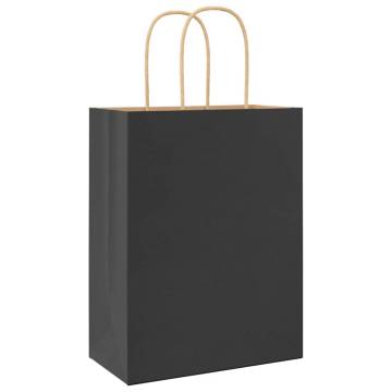 250 Black Paper Bags with Handles - Eco-friendly & Durable