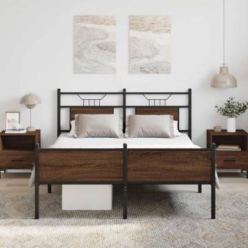 Brown Oak Bed Frame 140x200 cm - Stylish & Durable