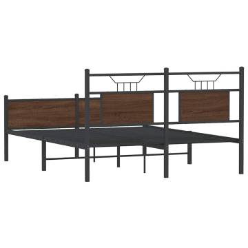 Brown Oak Bed Frame 140x200 cm - Stylish & Durable