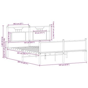 Brown Oak Bed Frame 140x200 cm - Stylish & Durable