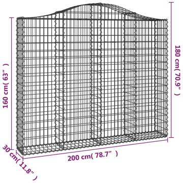 Arched Gabion Baskets - 20 pcs, Galvanised Iron | HipoMarket