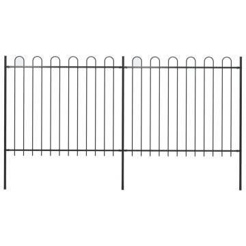 Garden Fence with Hoop Top Steel 3.4x1.5 m - Durable & Elegant