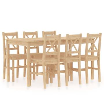 7 Piece Pinewood Dining Set - Elegant & Minimalist Design