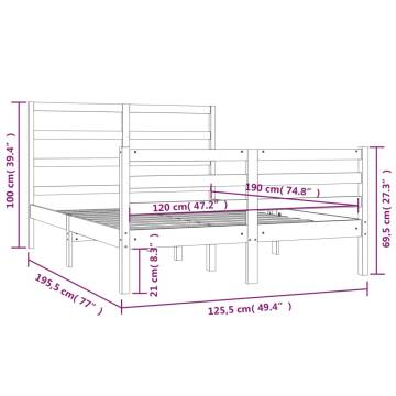 Solid Wood Pine Bed Frame 120x190 cm Small Double - Hipo Market