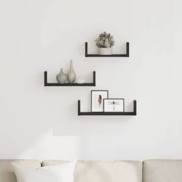 Stylish 3-Piece Black Oak Wall Shelves | Hipomarket UK