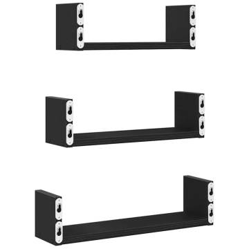 Stylish 3-Piece Black Oak Wall Shelves | Hipomarket UK