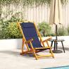  Folding Beach Chair with Armrests Blue Acacia Wood & Textilene Colour bluew Quantity in Package 1 