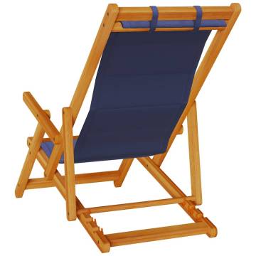 Folding Beach Chair with Armrests - Blue Acacia & Textilene