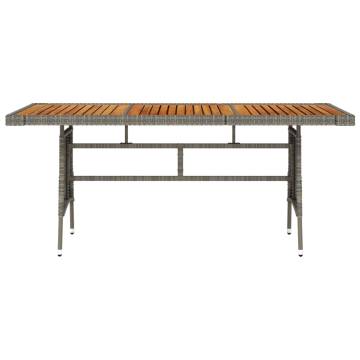 Garden Table Grey 160x70 cm - Poly Rattan & Acacia Wood