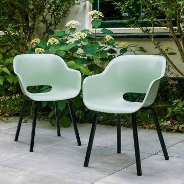 Keter Noa Garden Chairs with Metal Legs - Vintage Green (2 pcs)