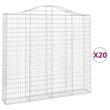 Arched Gabion Baskets 20 pcs - Galvanised Iron Garden Barriers