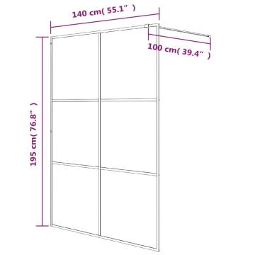 Walk-in Shower Wall Black 140x195 cm | Clear ESG Glass