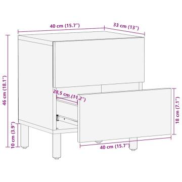 Elegant Solid Wood Acacia Bedside Cabinet - 40x33x46 cm