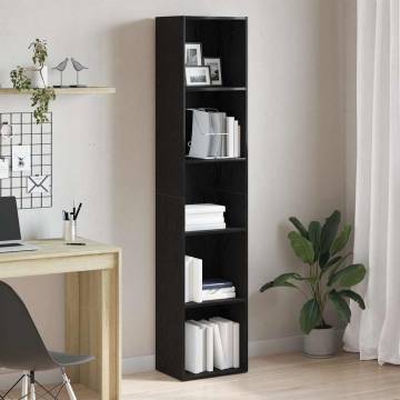 Stylish Black Oak Book Cabinet - 40x30x189 cm | HipoMarket UK