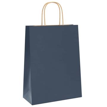 Blue Paper Bags with Handles - 50 pcs | Eco-Friendly Options