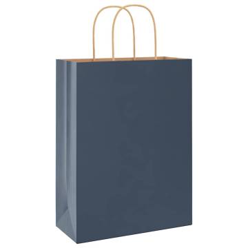 Blue Paper Bags with Handles - 50 pcs | Eco-Friendly Options