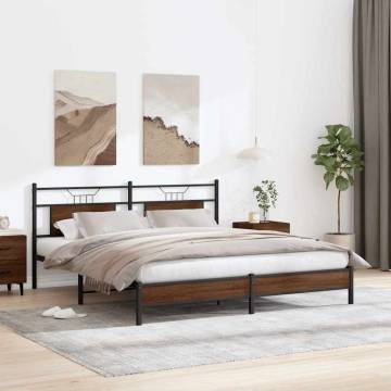 Brown Oak Bed Frame Without Mattress | 183x203 cm | Hipomarket