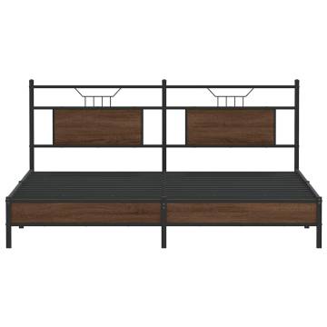 Brown Oak Bed Frame Without Mattress | 183x203 cm | Hipomarket