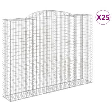 Arched Gabion Baskets - 25 pcs Galvanised Iron for Gardens