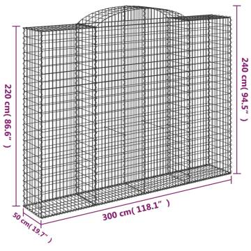 Arched Gabion Baskets - 25 pcs Galvanised Iron for Gardens