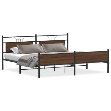 Brown Oak Metal Bed Frame 193x203 cm | Quality & Durability