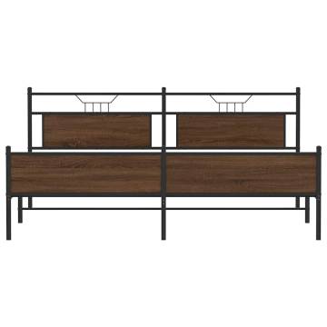 Brown Oak Metal Bed Frame 193x203 cm | Quality & Durability