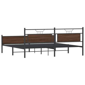 Brown Oak Metal Bed Frame 193x203 cm | Quality & Durability