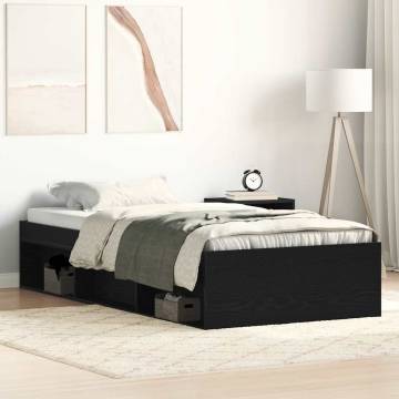 Black Oak Bed Frame 75x190 cm - Engineered Wood