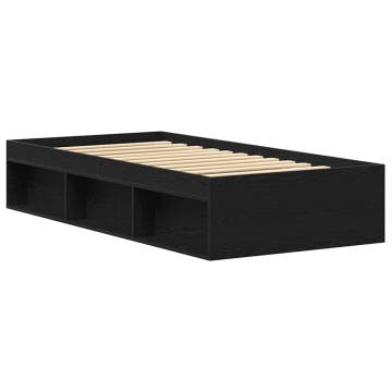 Black Oak Bed Frame 75x190 cm - Engineered Wood