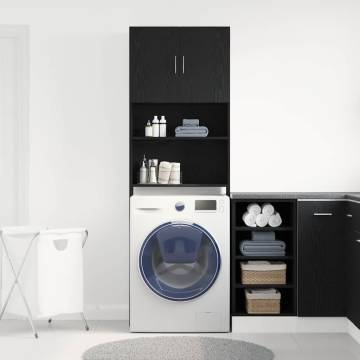 Washing Machine Cabinet Black Oak - Stylish Storage Solution