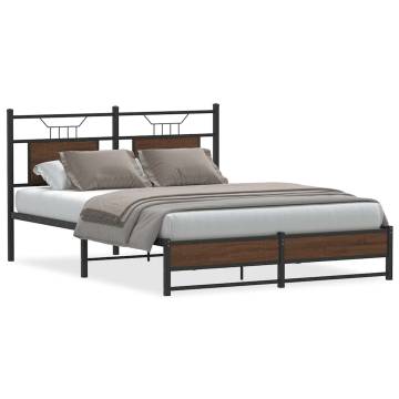 Brown Oak Bed Frame 140x190 cm - Sturdy & Stylish | HipoMarket