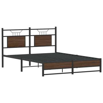 Brown Oak Bed Frame 140x190 cm - Sturdy & Stylish | HipoMarket