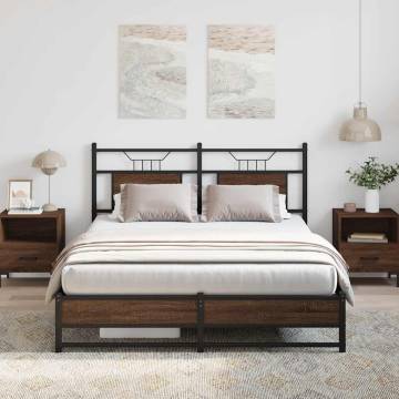 Brown Oak Bed Frame 140x190 cm - Sturdy & Stylish | HipoMarket