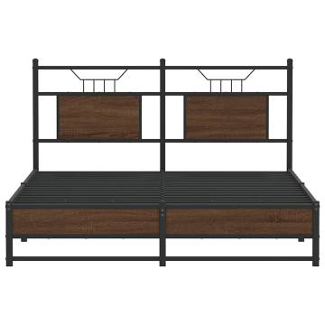 Brown Oak Bed Frame 140x190 cm - Sturdy & Stylish | HipoMarket