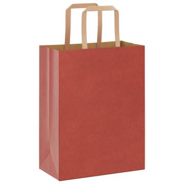 Red Paper Bags with Handles - 250 pcs, Durable & Recyclable