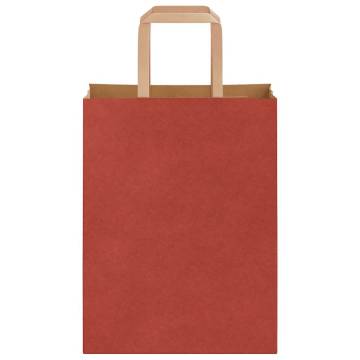 Red Paper Bags with Handles - 250 pcs, Durable & Recyclable