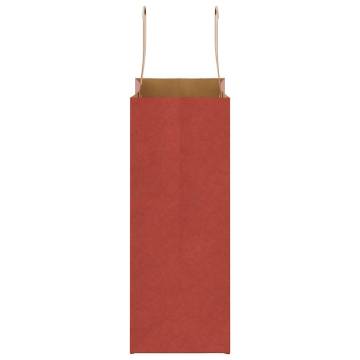 Red Paper Bags with Handles - 250 pcs, Durable & Recyclable