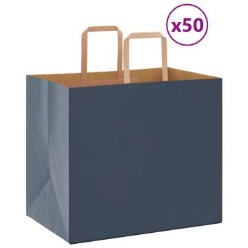 Paper Bags 50 pcs with Handles Blue - Eco-Friendly & Durable